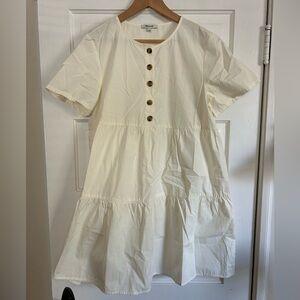 Women’s Madewell Cream Buttoned Baby Doll Dress